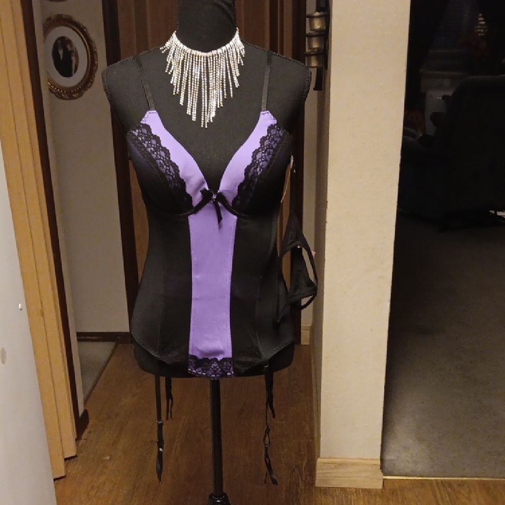 Native Intimates Purple and Black Corset And Thong